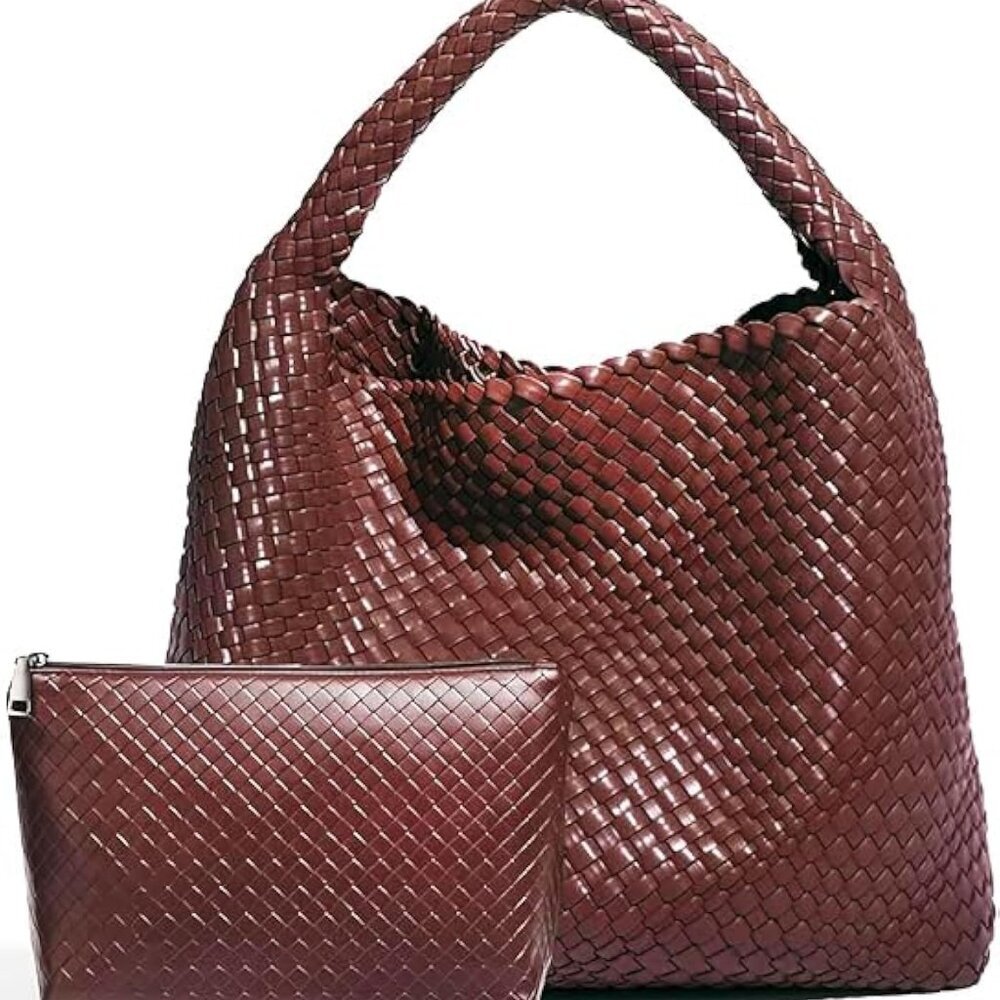 2025 , Extra Large Fashion Shoulder Hobo Bags, Leather Woven Beach Bag, Work Pur